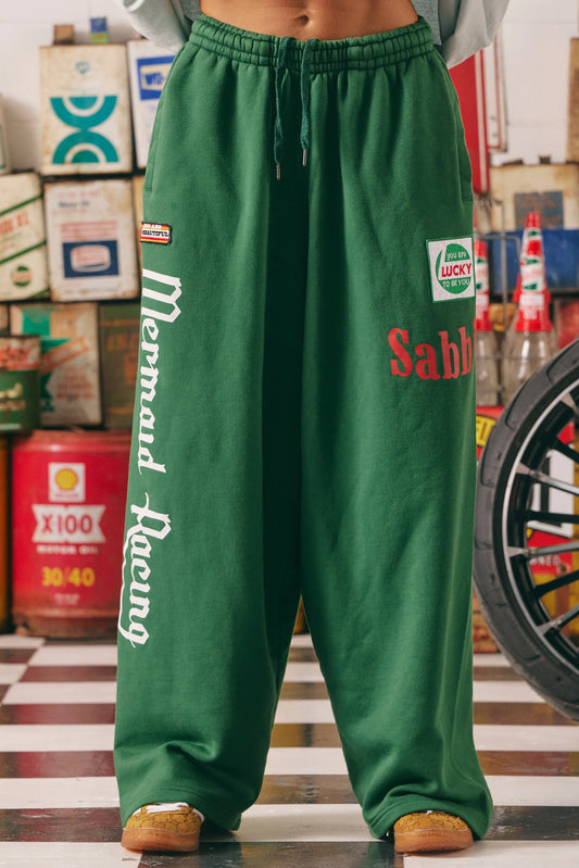 Sabbi - The Wide Leg Sweat Pants - Mermaid Racing - Green
