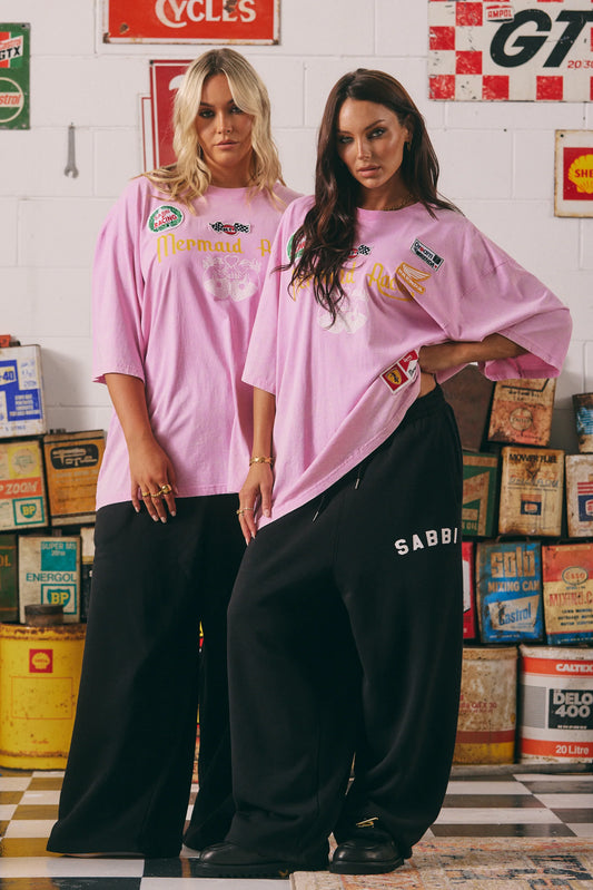 Sabbi - The Very Oversized Racing Badge Tee - Pink