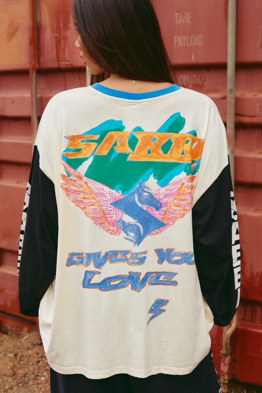 Sabbi - The Long Sleeve Don't Quit Your Day Dream Tee - White + Black