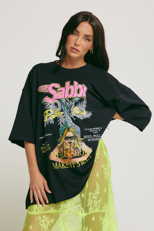 Sabbi - The Very Oversized - Life Is Short Tee - Black - ETA 6/2/26