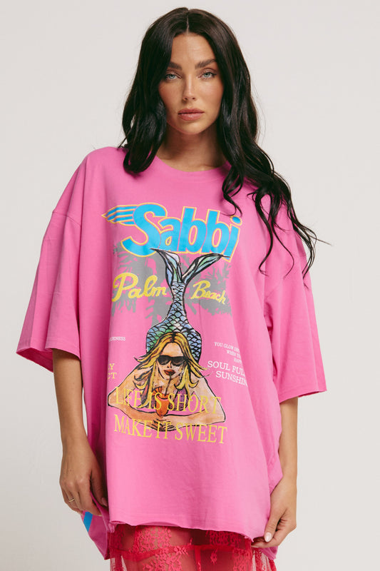 Sabbi - The Very Oversized - Life Is Short Tee - Pink - ETA 6/2/26