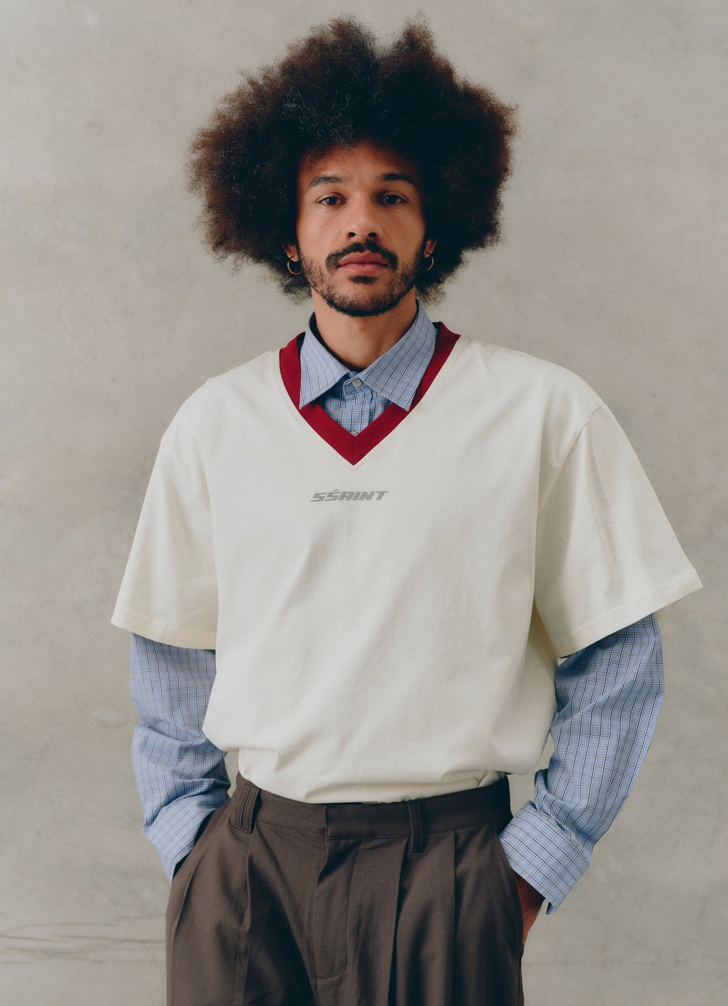 SSAINT Apparel - Reflective V Neck Tee - Butter