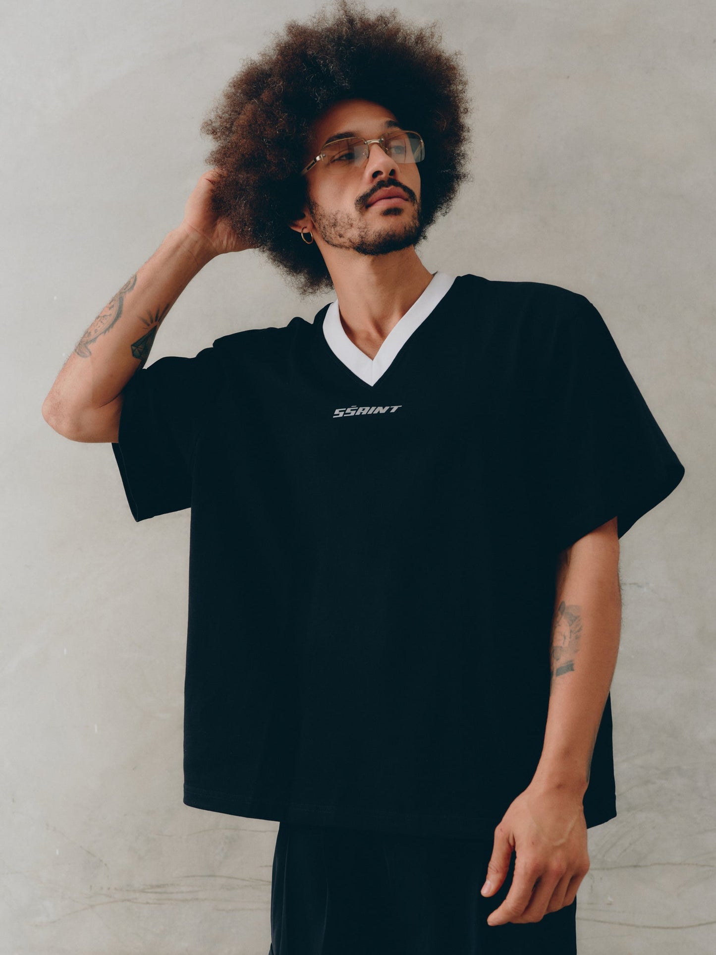 SSAINT Apparel - Reflective V Neck Tee - Black