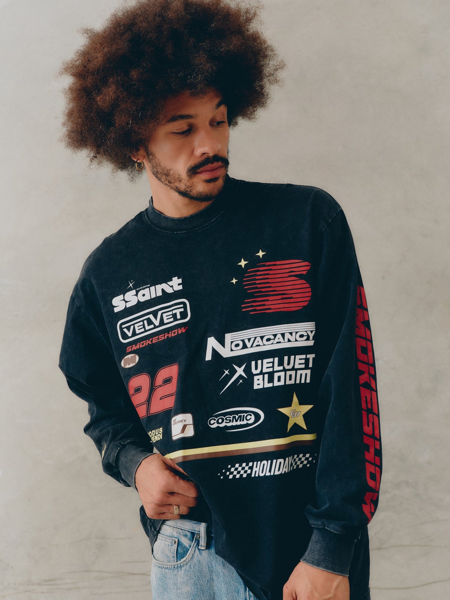 SSAINT Apparel - Signature Moto Tee - Black Acid Wash