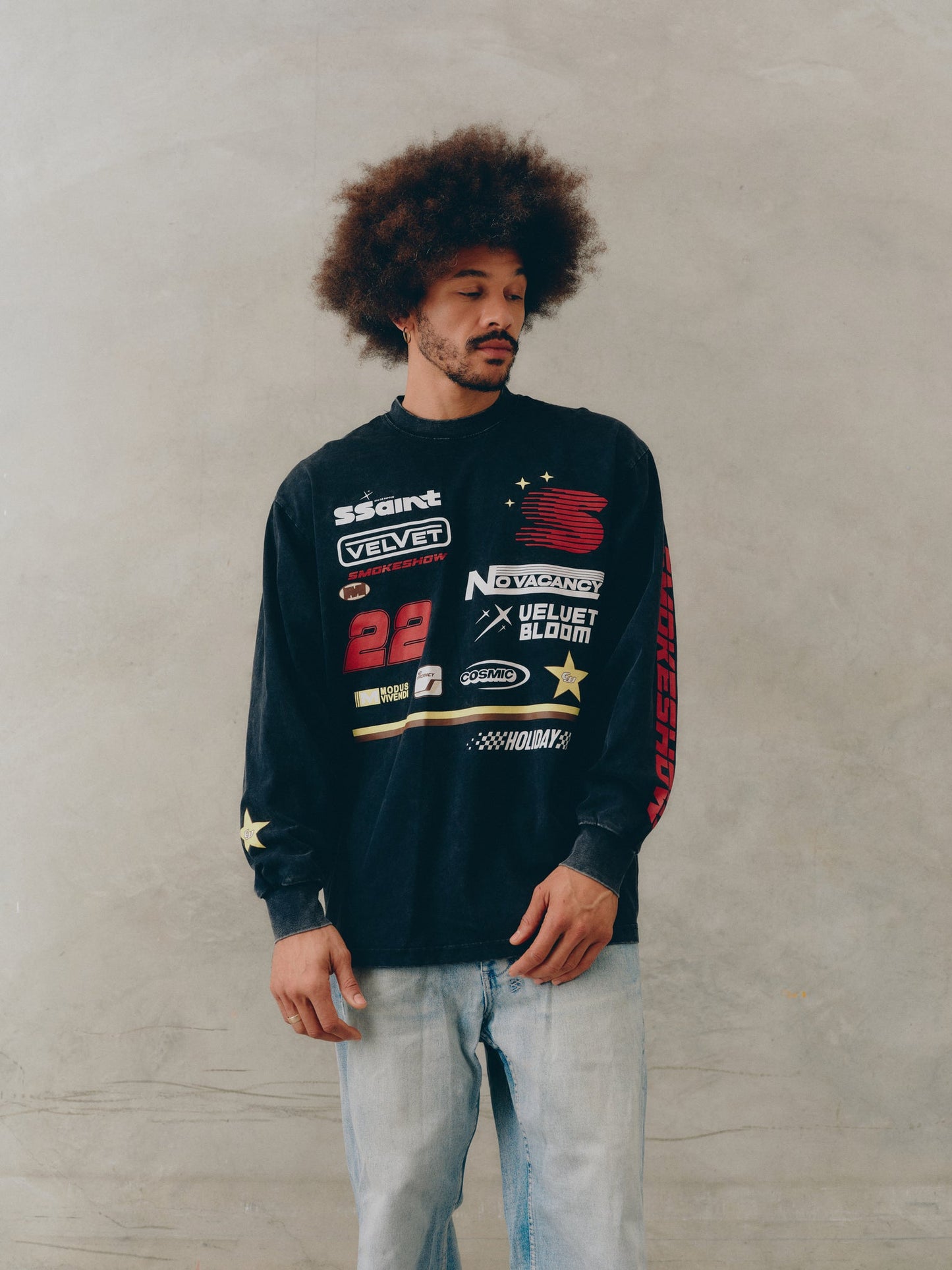 SSAINT Apparel - Signature Moto Tee - Black Acid Wash