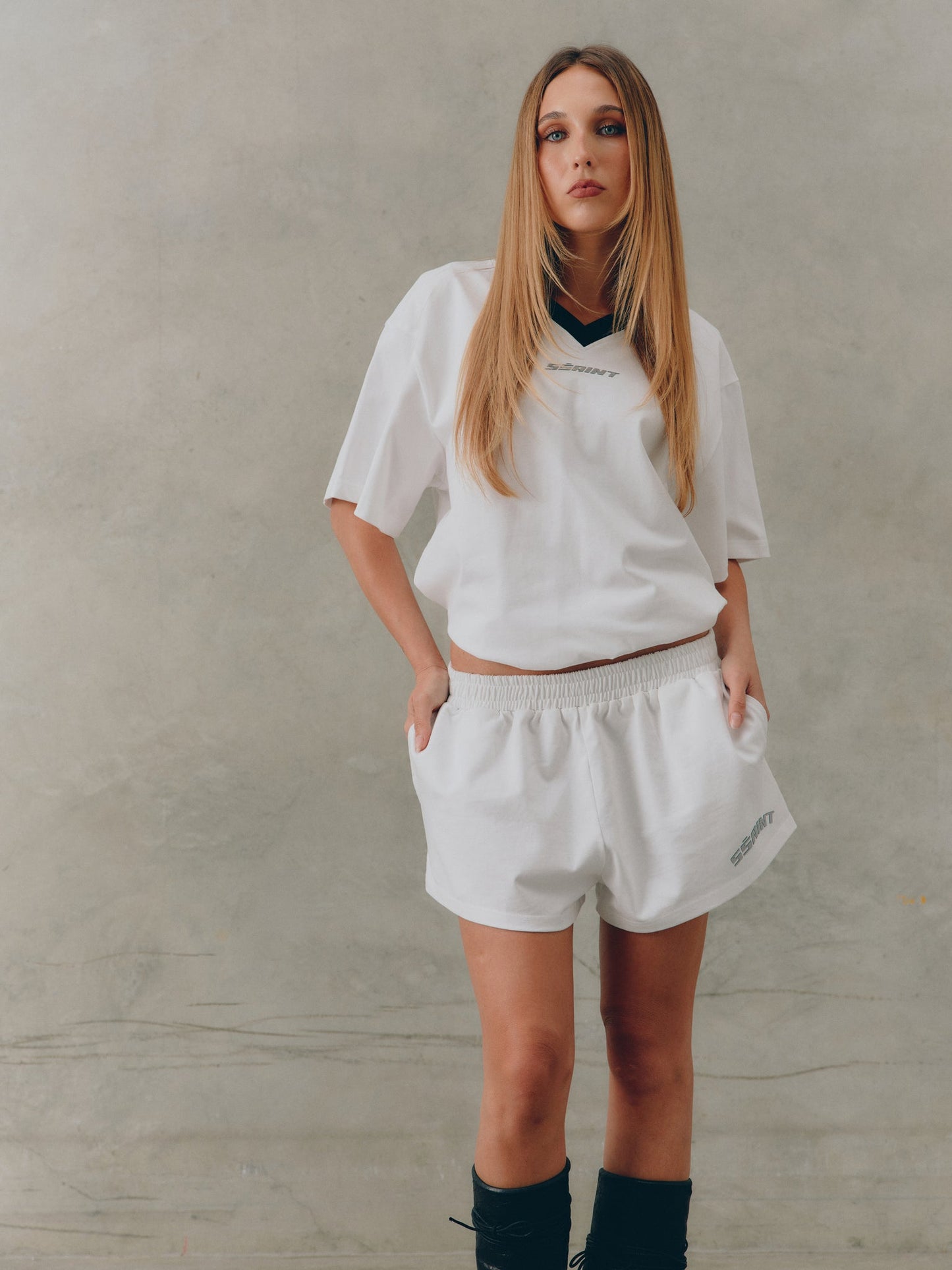 SSAINT Apparel - Reflective Logo Shorts - White