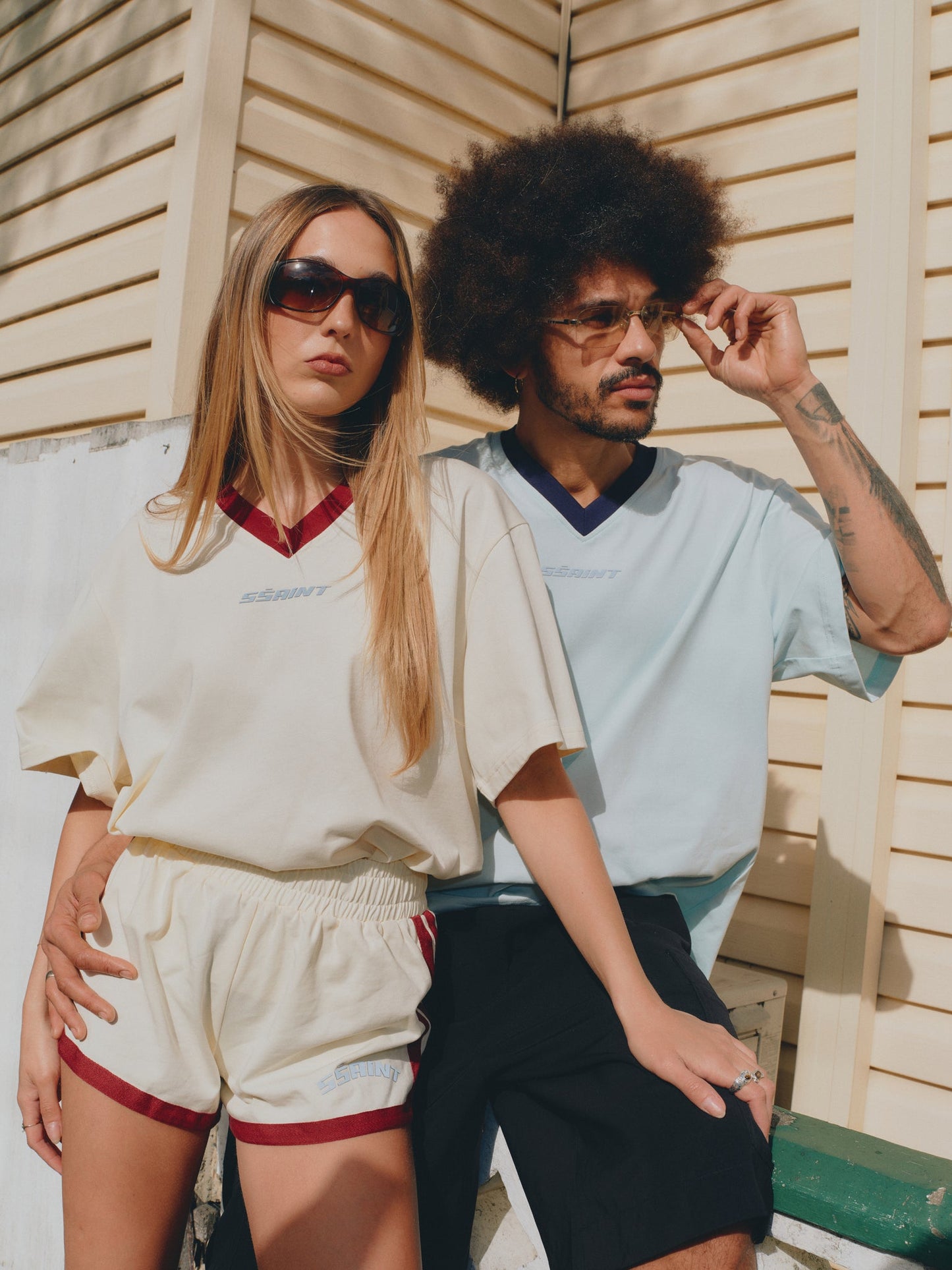 SSAINT Apparel - Reflective V Neck Tee - Butter