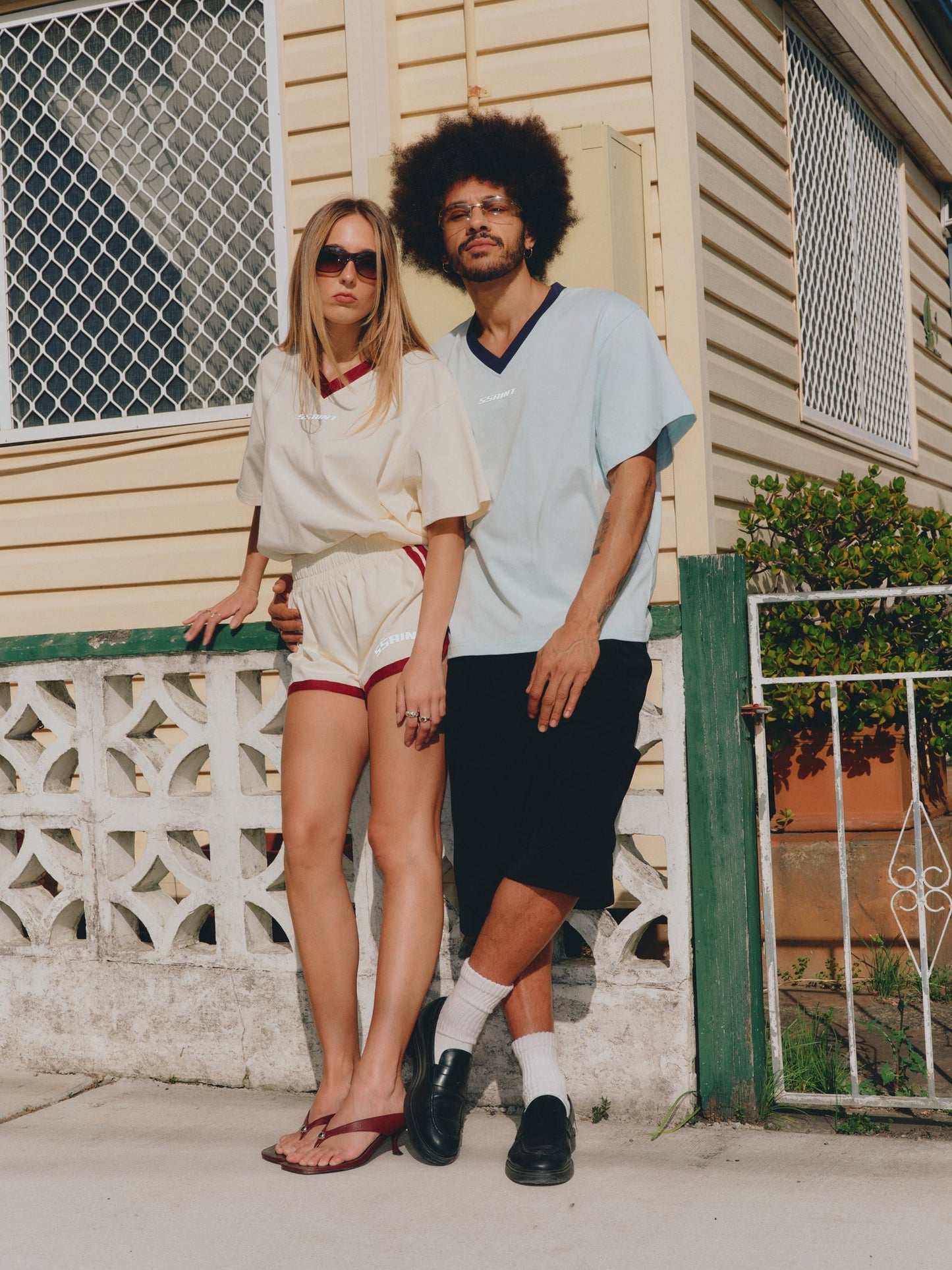 SSAINT Apparel - Reflective V Neck Tee - Butter