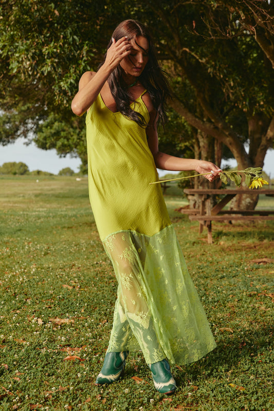 Sabbi - The Lace Maxi Dress - Chartreuse