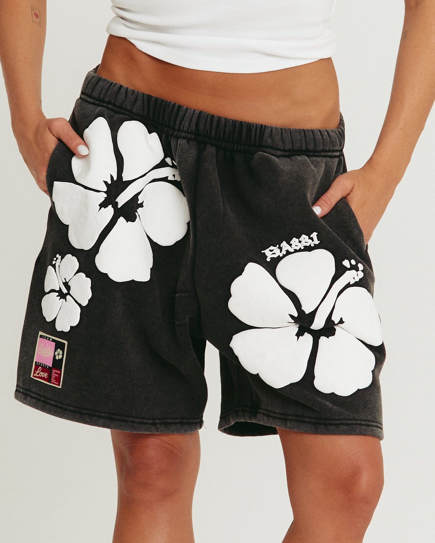 Sabbi - The Happy Hibiscus Shorts - Black