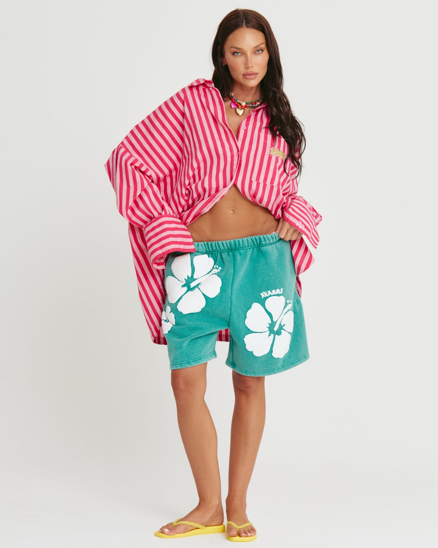 Sabbi - The Happy Hibiscus Shorts - Green