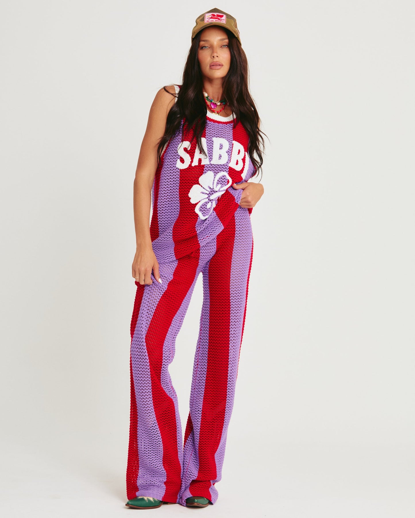 Sabbi - The Knit B'Ball Singlet - Red & Purple