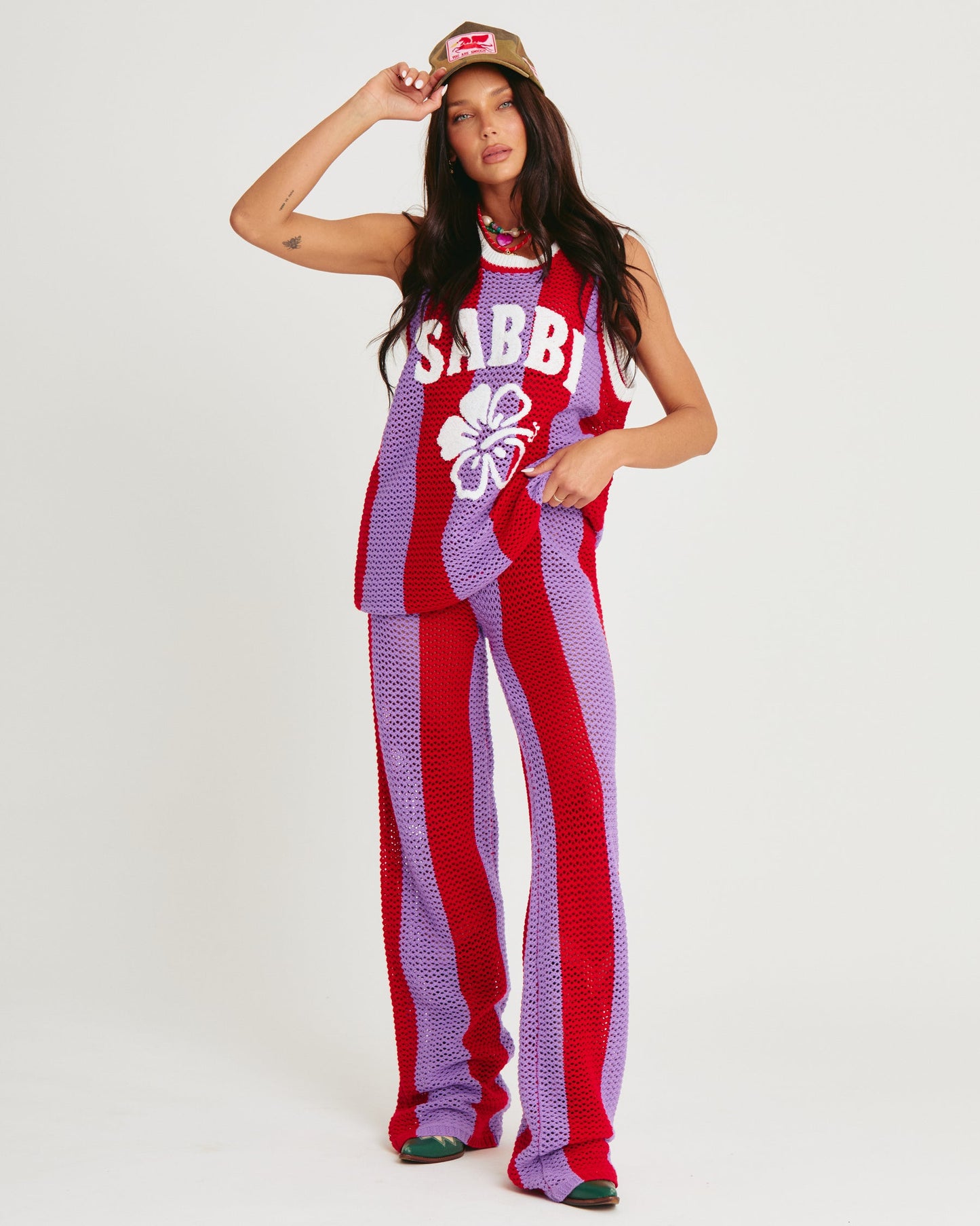 Sabbi - The Knit Stripe Beach Pant - Purple Stripe