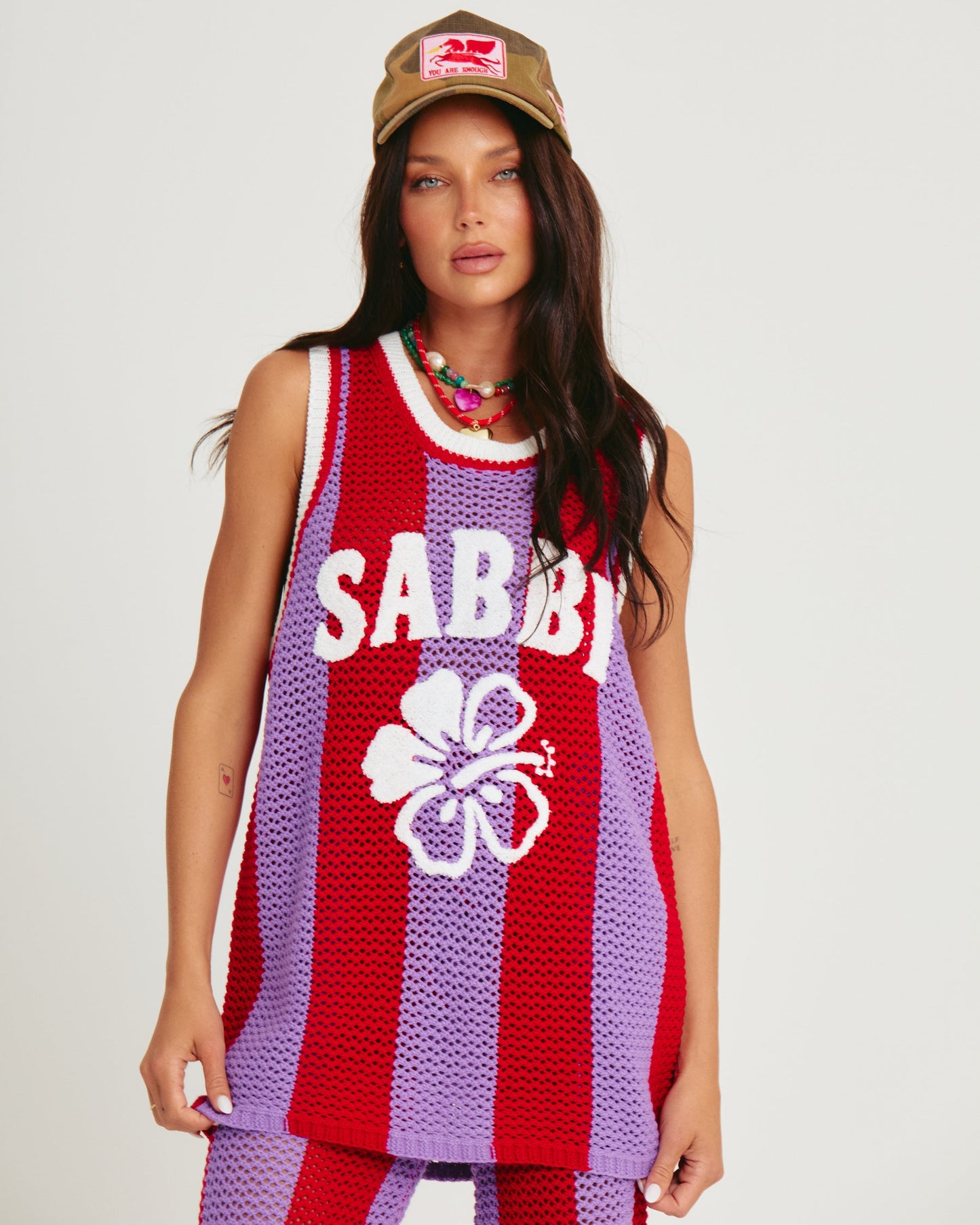 Sabbi - The Knit B'Ball Singlet - Red & Purple