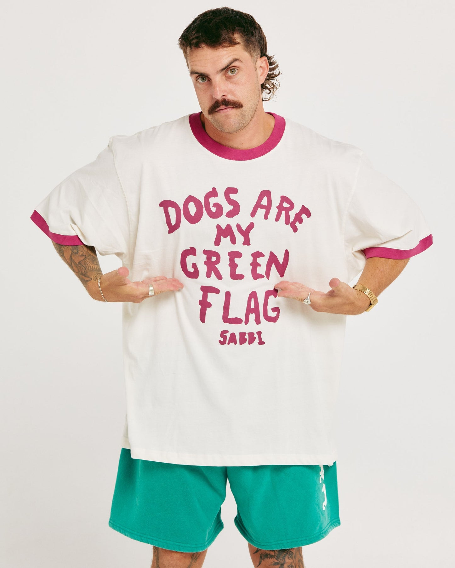Sabbi - The Very Oversized - Green Flag Tee - Off White