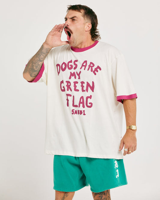 Sabbi - The Very Oversized - Green Flag Tee - Off White