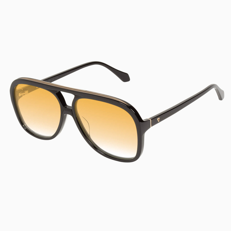 Valley Eyewear - Bang - Gloss Black w. Gold Metal / Orange Gradient Lens