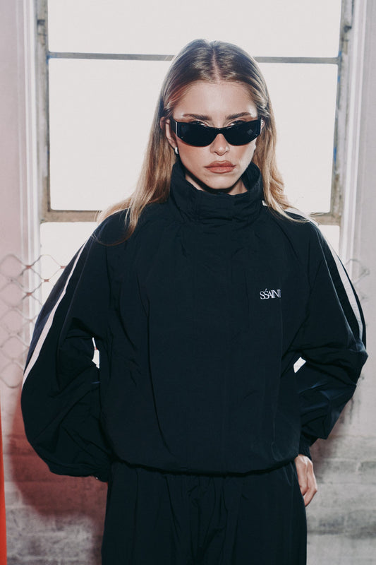 SŚAINT - FIGHT NIGHT ZIP WINDBREAKER - BLACK
