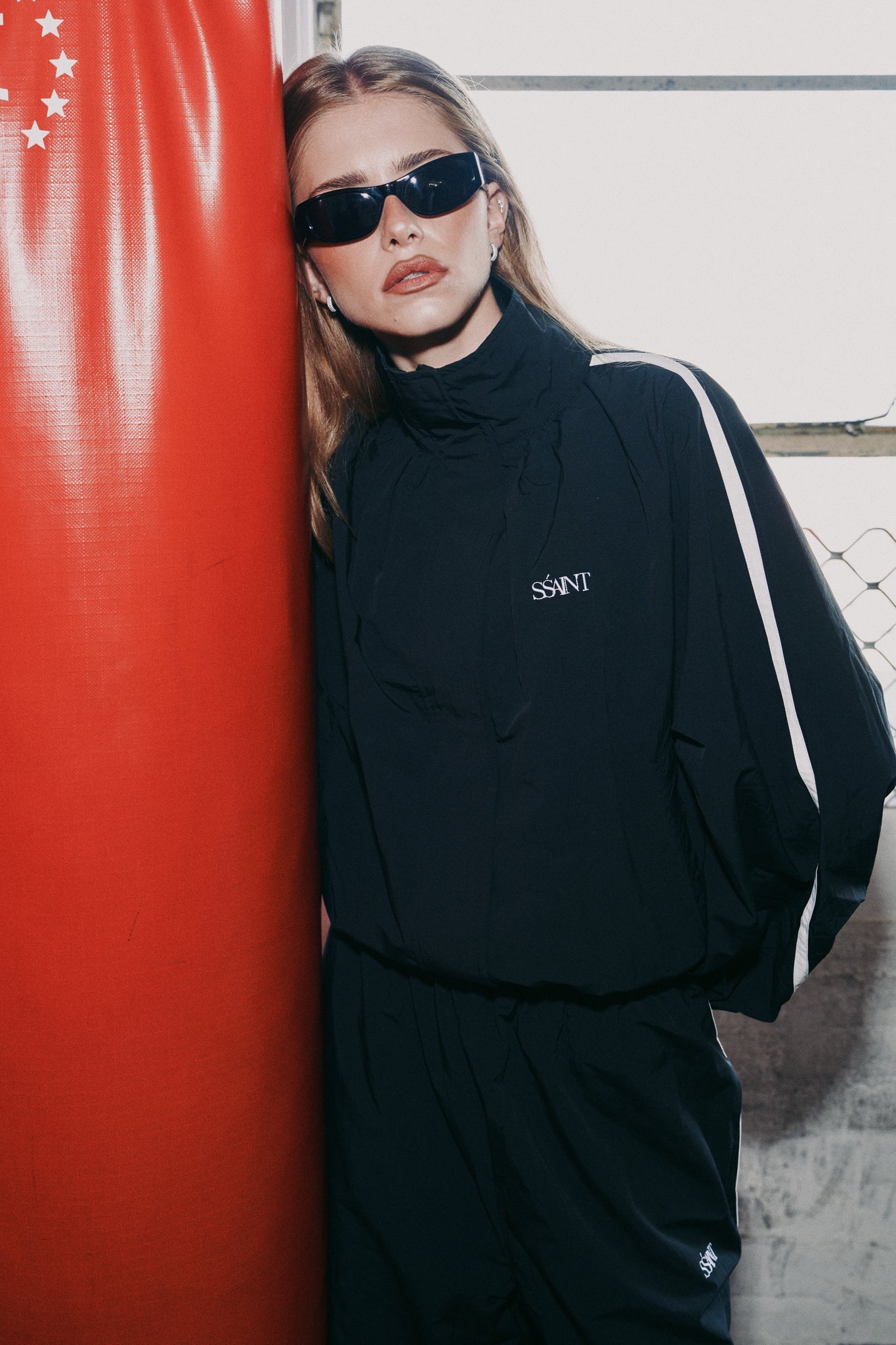 SŚAINT - FIGHT NIGHT ZIP WINDBREAKER - BLACK