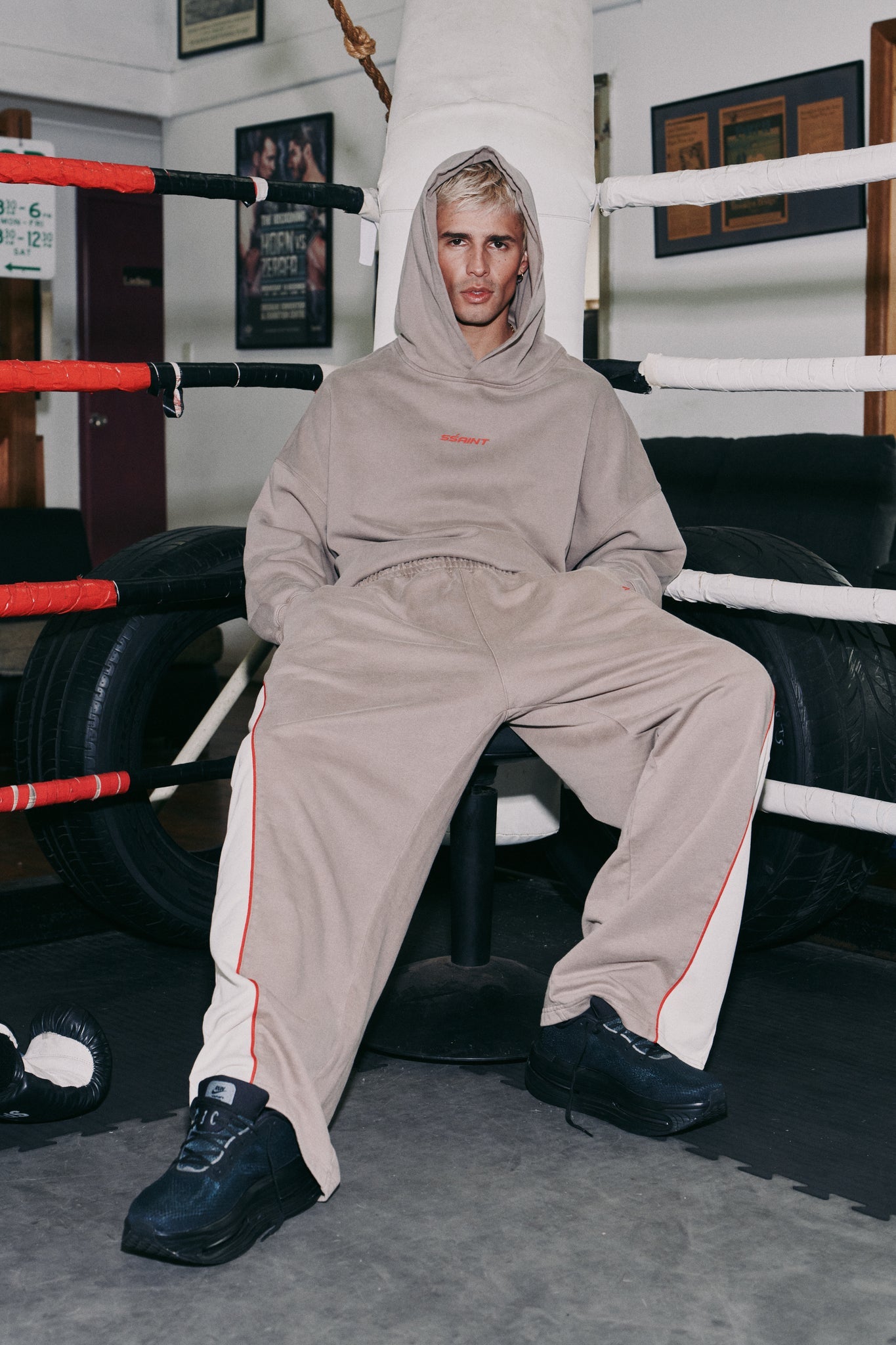SŚAINT - THE RIVAL HOODIE - ACID WASH BEIGE