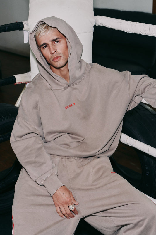 SŚAINT - THE RIVAL HOODIE - ACID WASH BEIGE