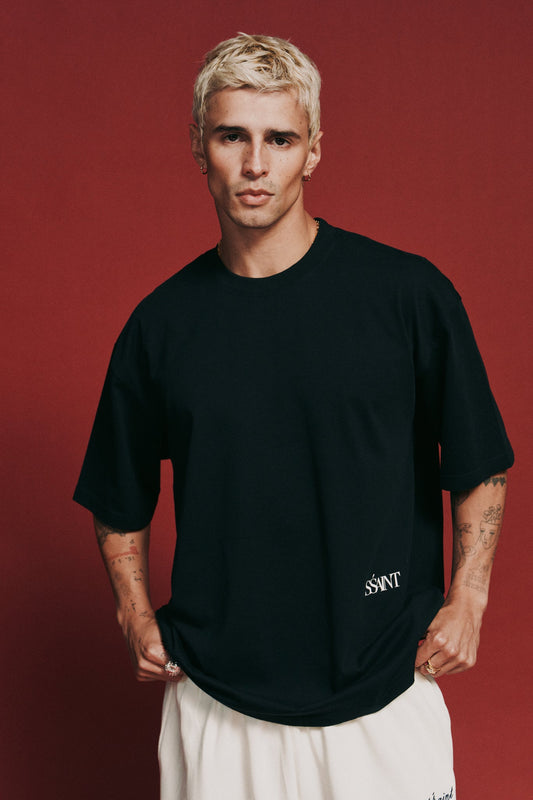 SSAINT - THE LEGACY TEE - BLACK // WHITE LOGO