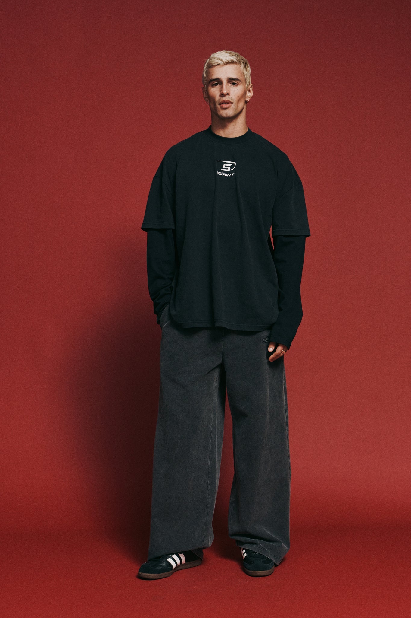 SSAINT - ROUND ONE LAYERED TEE - VINTAGE WASHED BLACK