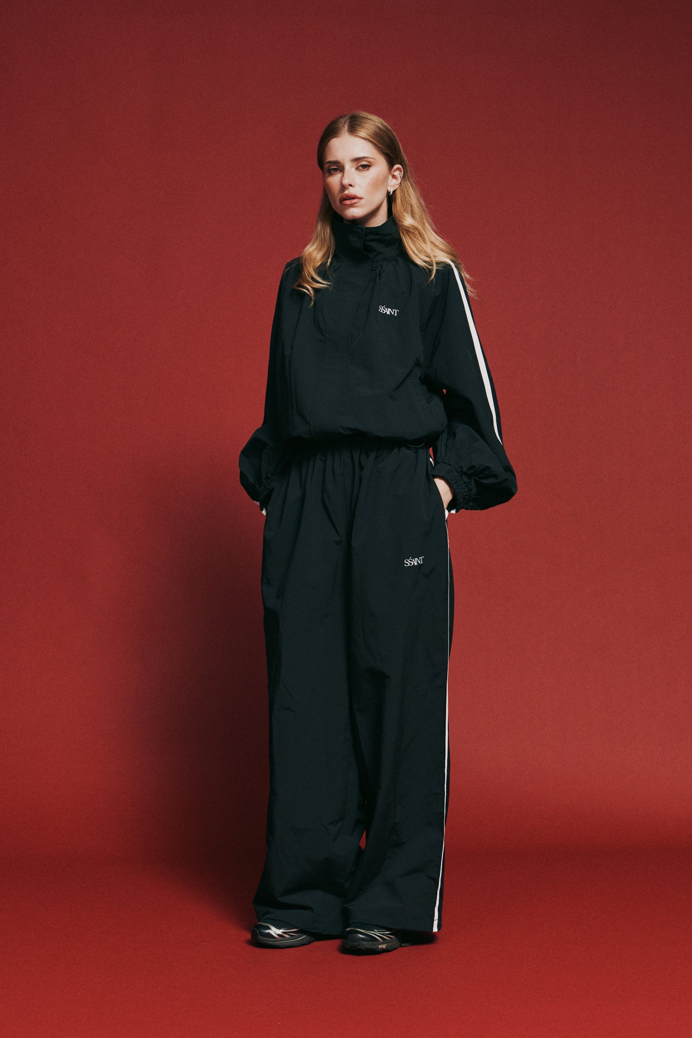 SŚAINT - FIGHT NIGHT WINDBREAKER PANT - BLACK