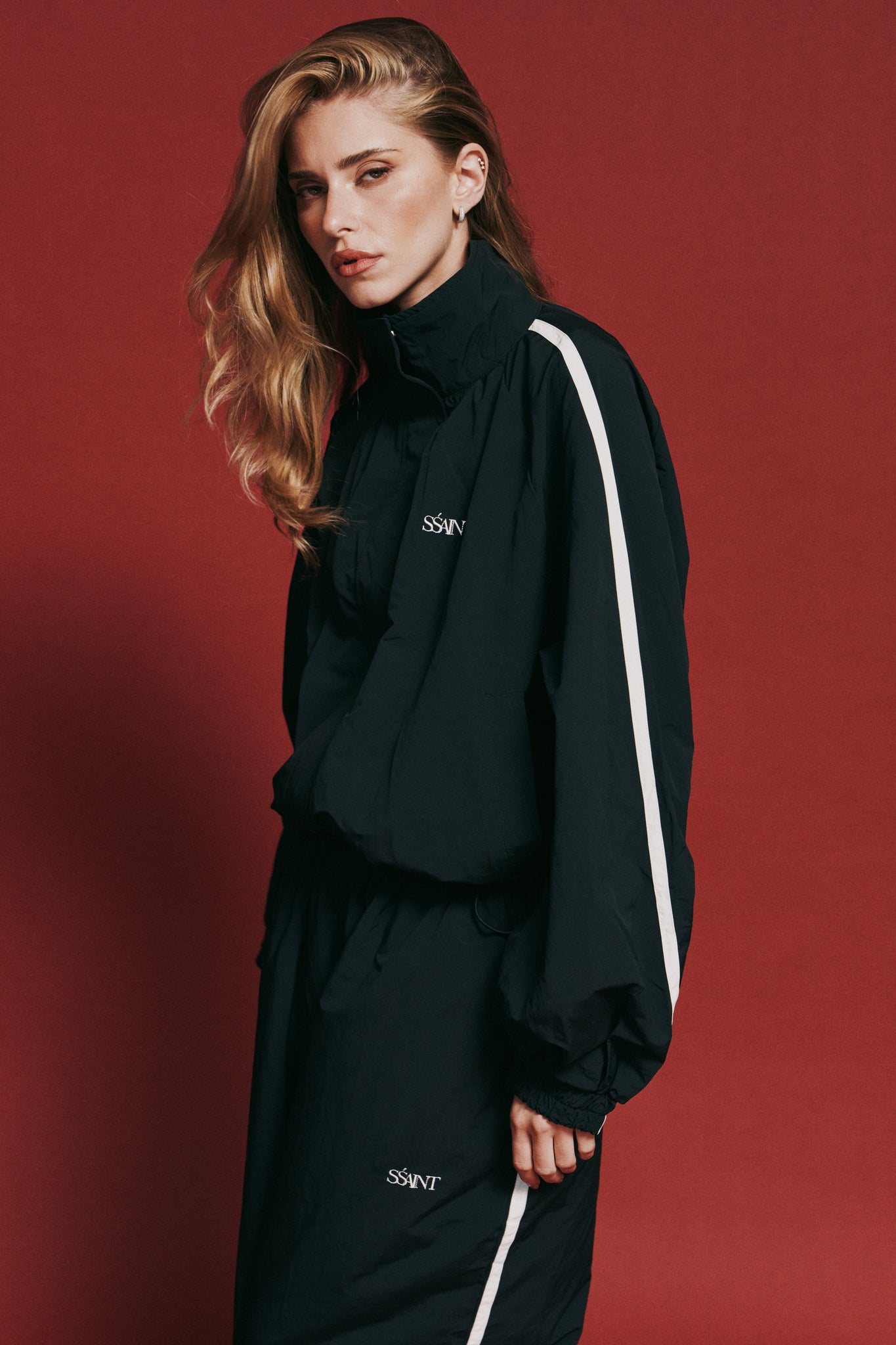 SŚAINT - FIGHT NIGHT ZIP WINDBREAKER - BLACK