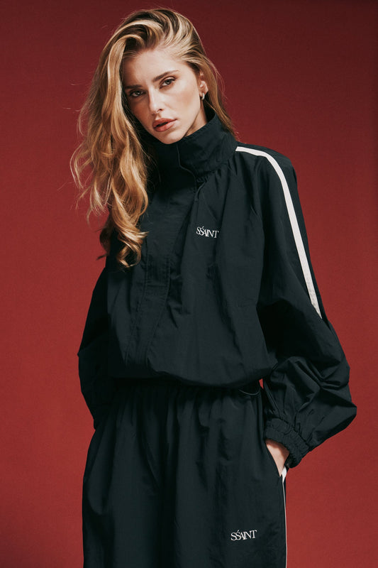 SŚAINT - FIGHT NIGHT ZIP WINDBREAKER - BLACK
