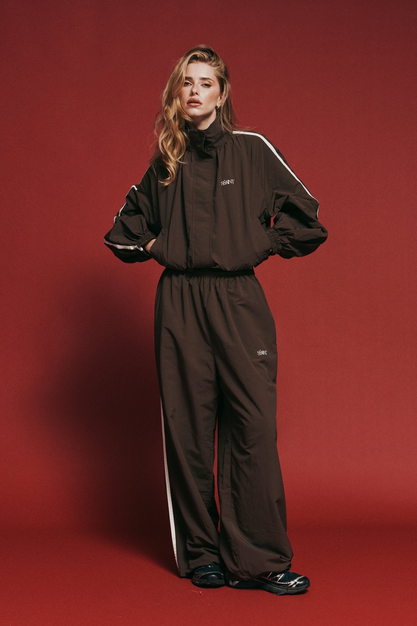 SŚAINT - FIGHT NIGHT WINDBREAKER PANT - BROWN