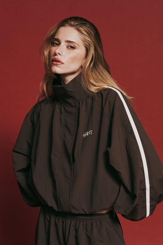 SŚAINT - FIGHT NIGHT ZIP WINDBREAKER - BROWN