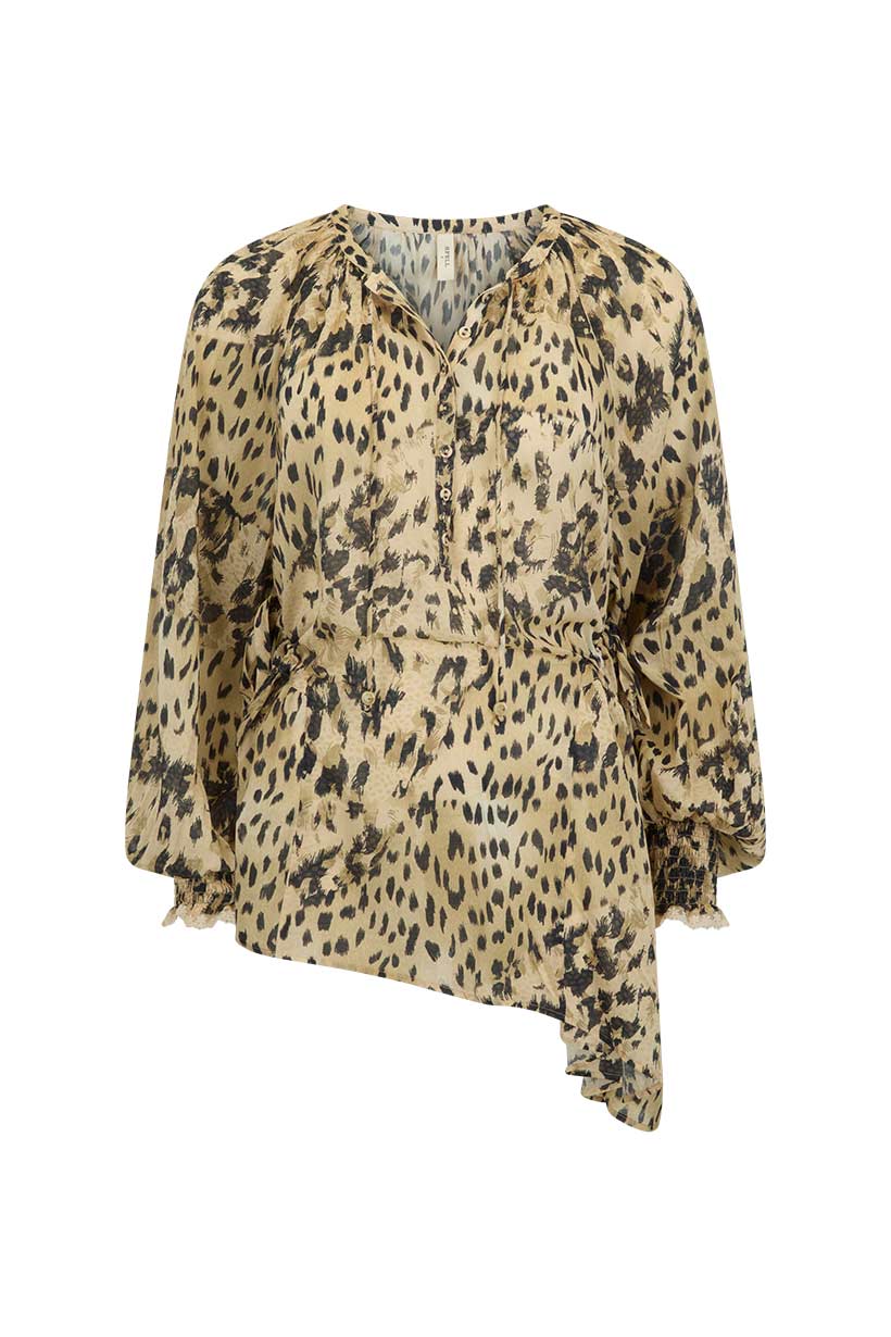 Spell - Snow Leopard Asymmetric Blouse - Animal