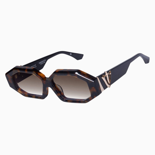 Valley Eyewear - Genesis - Dark Amber Tort, Black Temple w. Gold Metal / Brown Gradient Lens