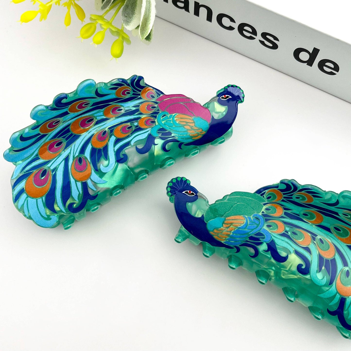 Diva - Peacock Hair Claw Clip – Blue