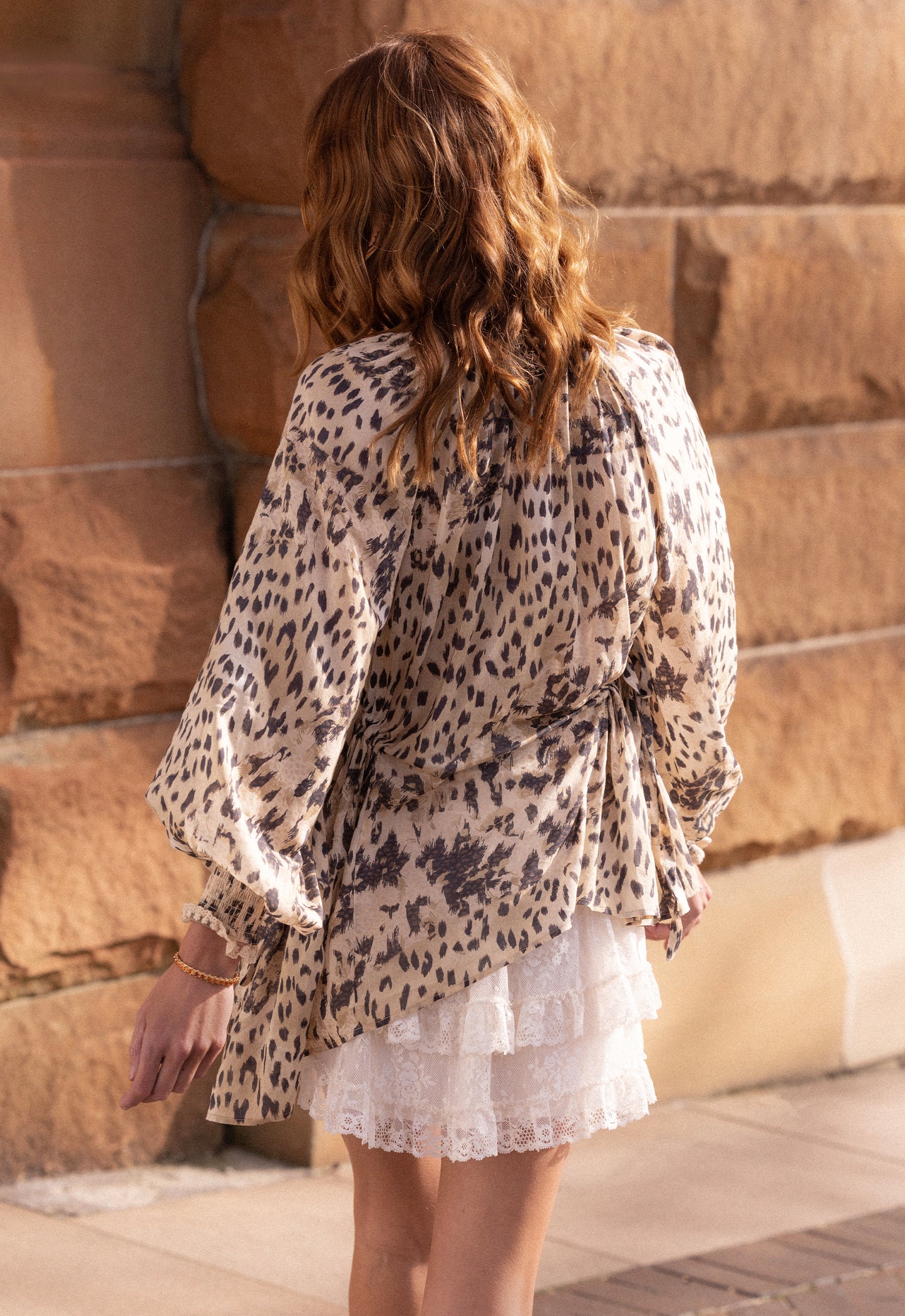 Spell - Snow Leopard Asymmetric Blouse - Animal
