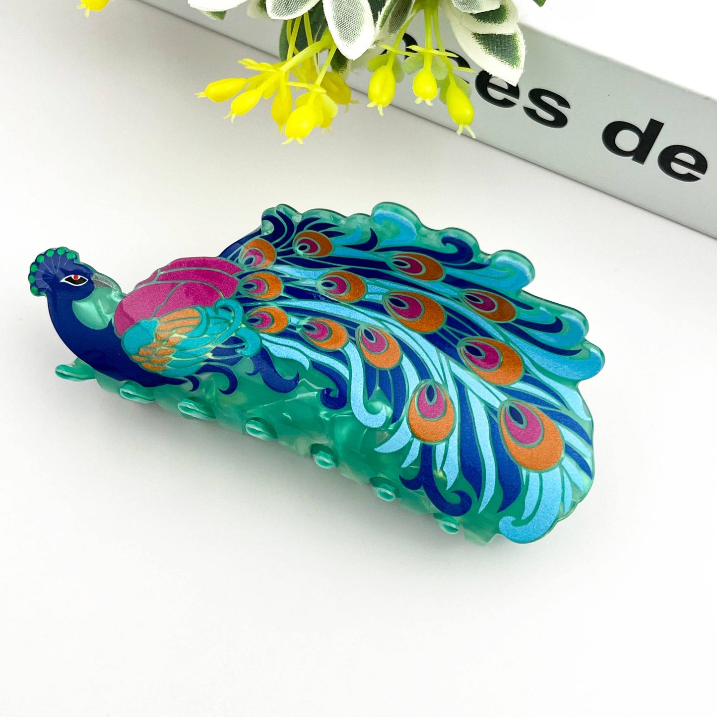 Diva - Peacock Hair Claw Clip – Blue