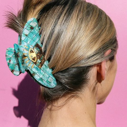 Kingston - Hair Claw Teal Check