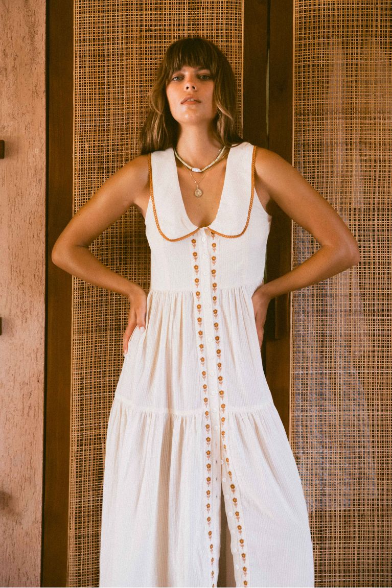 Marigold Mustang - Gabby Midi Dress - Cream