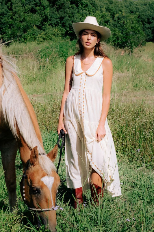 Marigold Mustang - Gabby Midi Dress - Cream