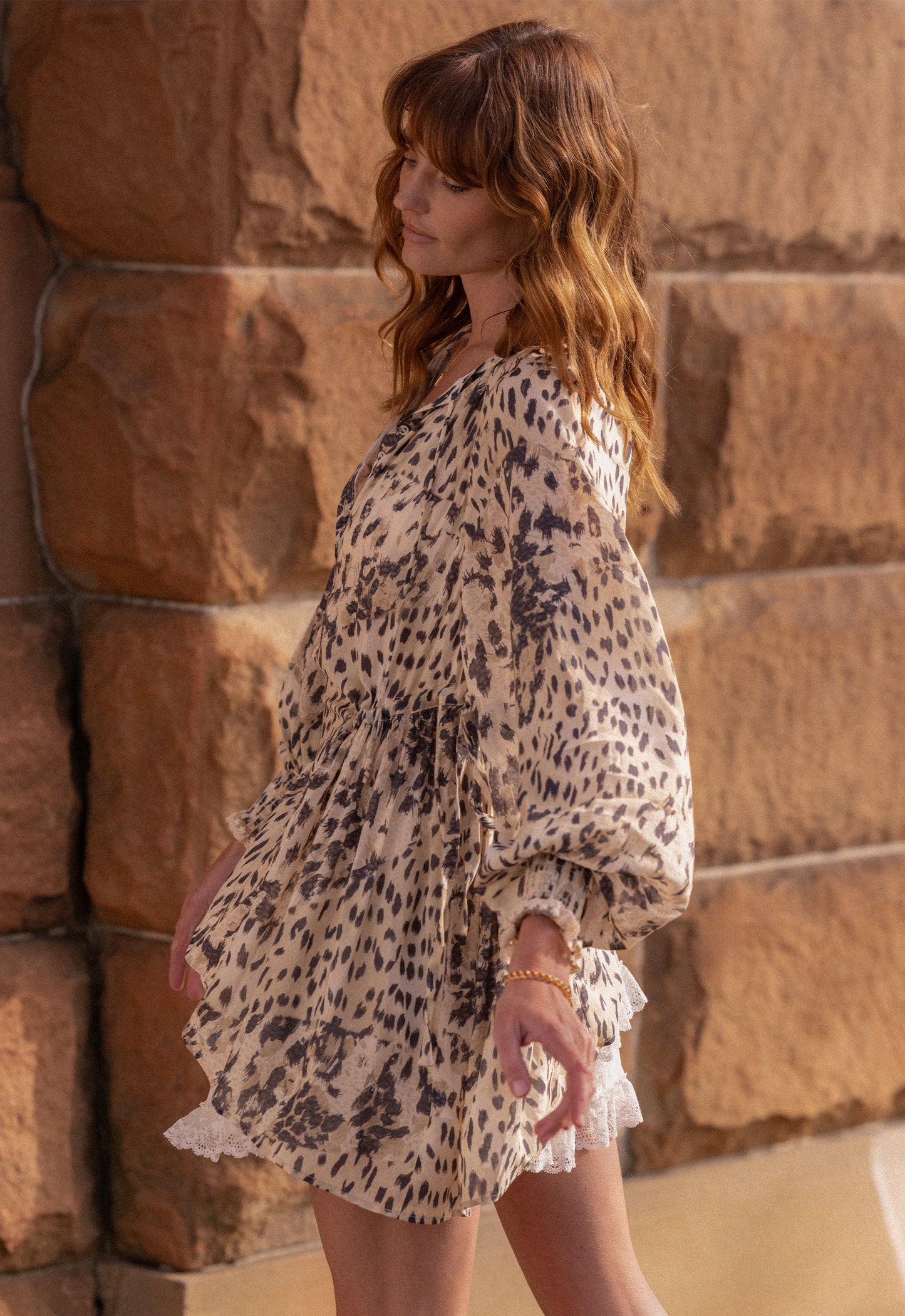 Spell - Snow Leopard Asymmetric Blouse - Animal