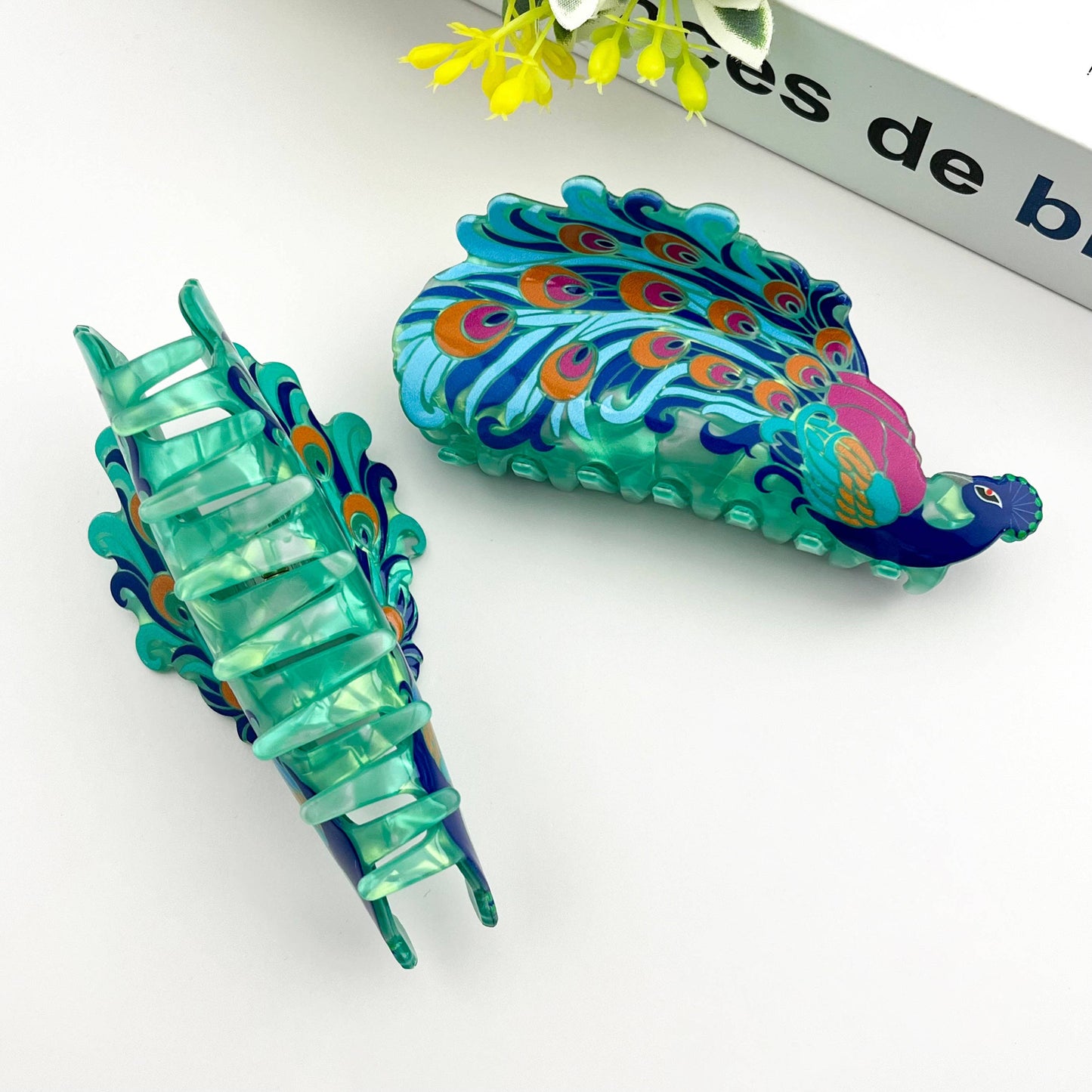 Diva - Peacock Hair Claw Clip – Blue