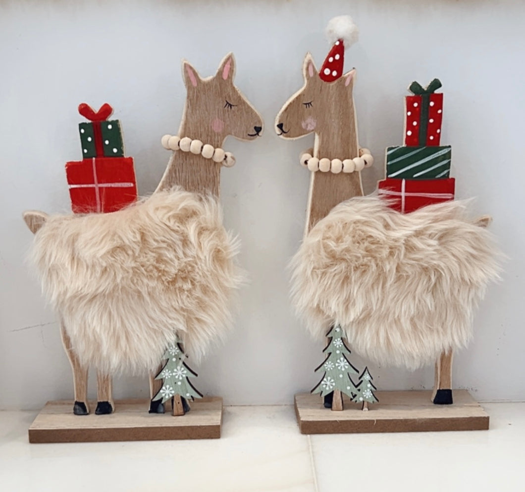 Llama Carrying Presents Standing Decoration