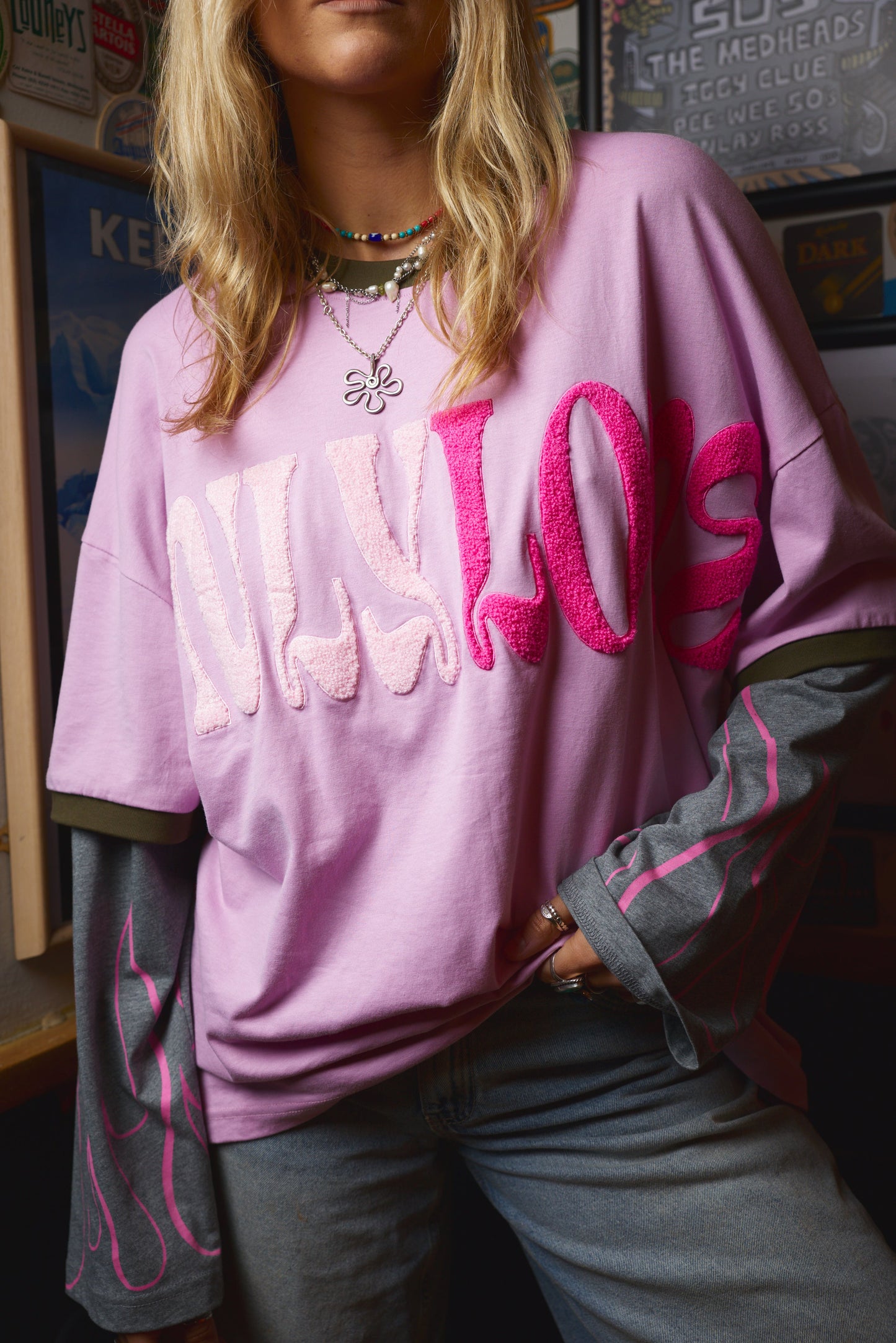 Only Lovers Left - Love Sick Layered Tee - Wisteria