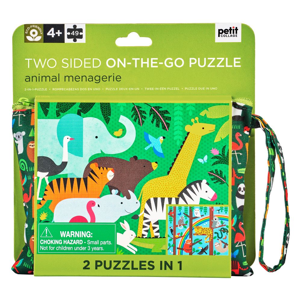 On The Go Puzzle - 2 Sided - Animal Menagerie