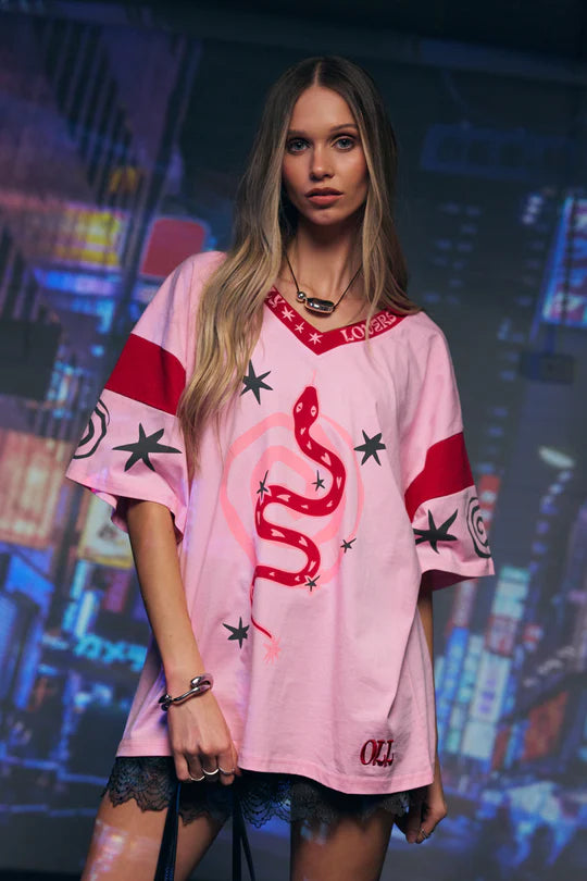 Only Lovers Left - Serpent Tee - Pink