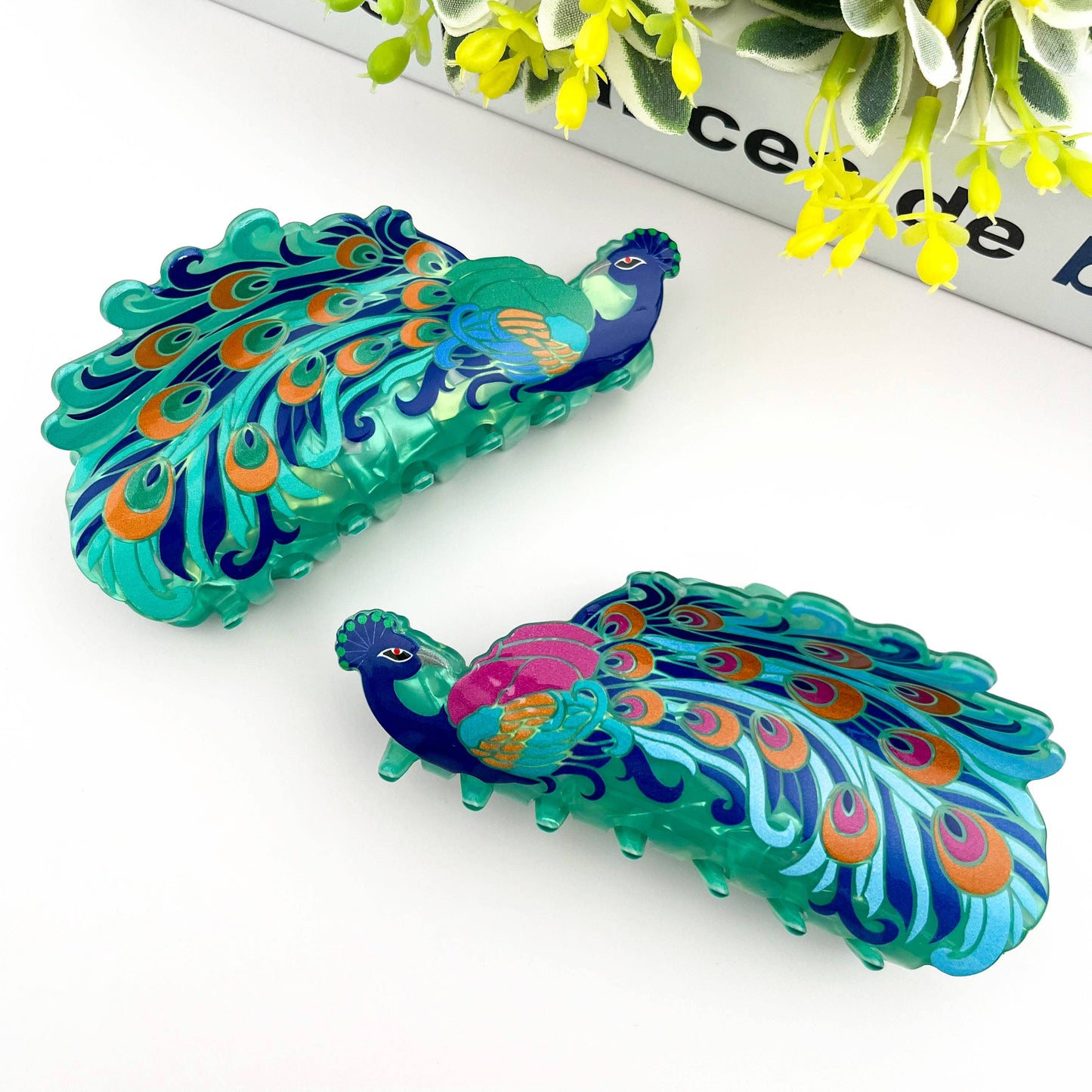 Diva - Peacock Hair Claw Clip – Blue