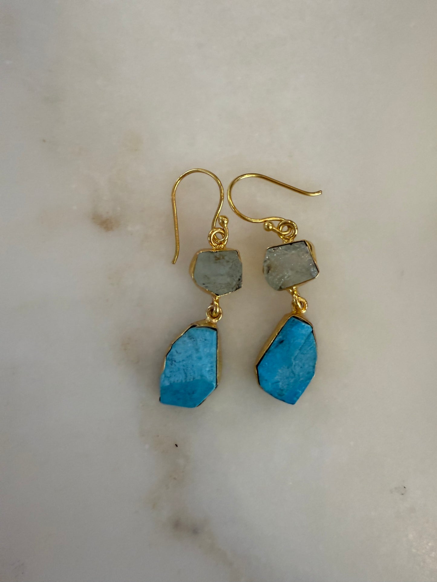 Gold Double Stone Earrings - Various Stones