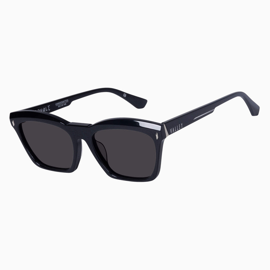 Valley Eyewear - Royale - Gloss Black w. Silver Metal / Black Lens