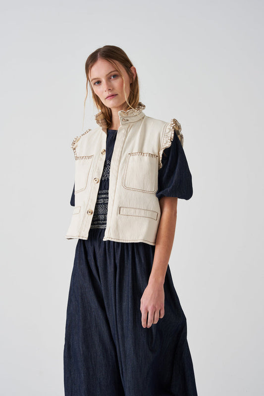 Seventy + Mochi - Pablo Vest - Ecru Denim